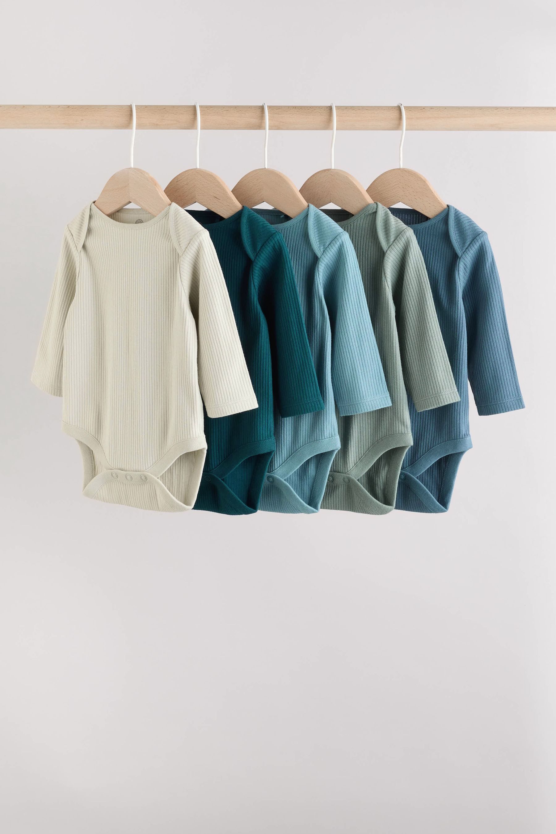 Next Langarmbody Langärmelige Strampelanzüge im 5er-Pack (5-tlg)