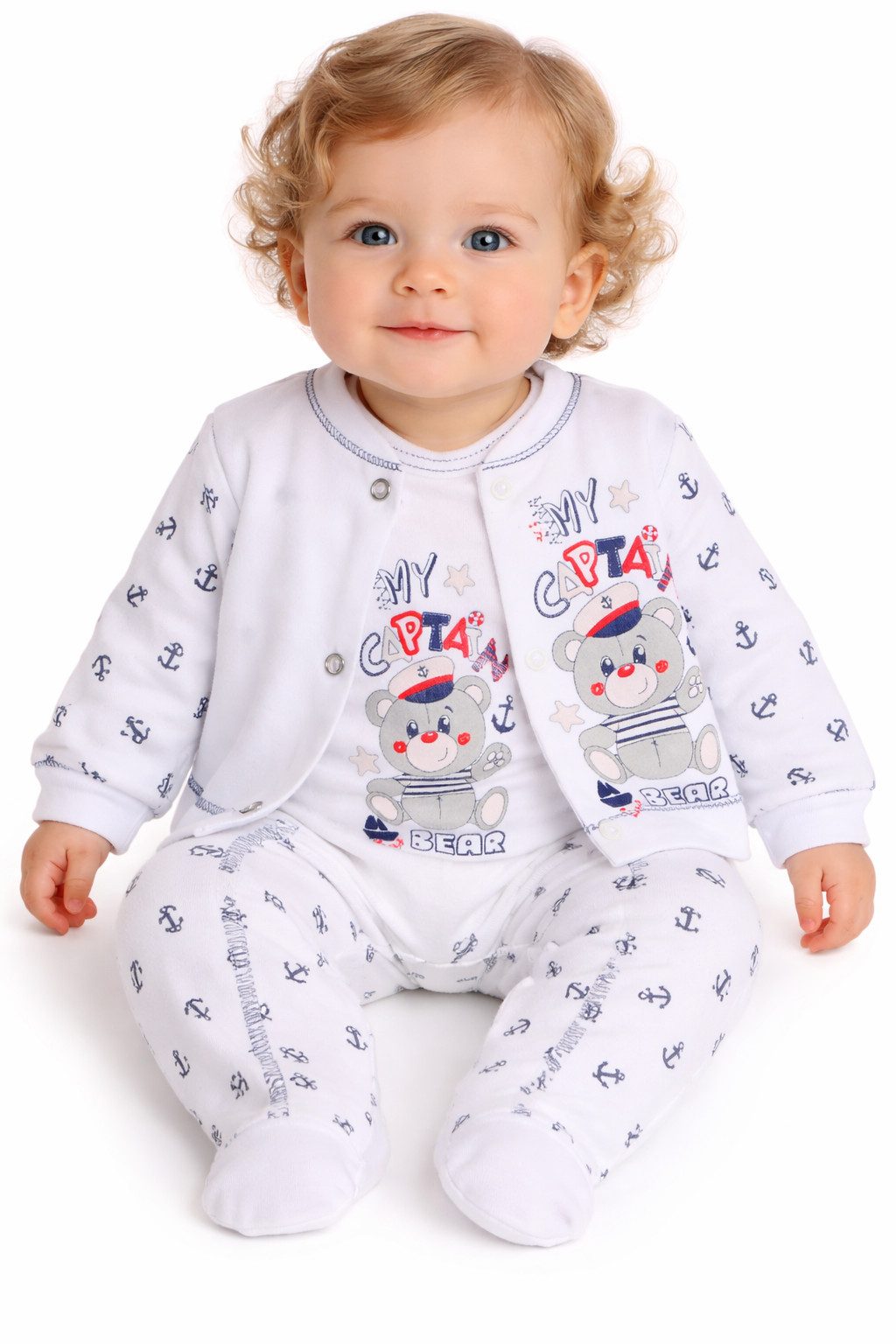 Strampler Strampler und Hemdchen Baby Anzug Set in Weiß mit Anker