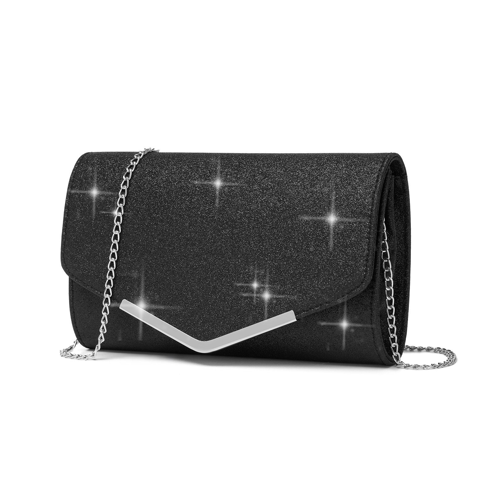 Clutch Damen, Abendtasche mit abnehmbarer Kette