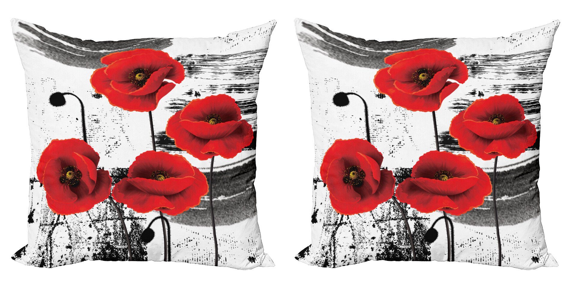 Abakuhaus Подушкиbezüge Modern Accent Doppelseitiger Digitaldruck, (2 Stück), Mohn Grunge Pinsel Blumen