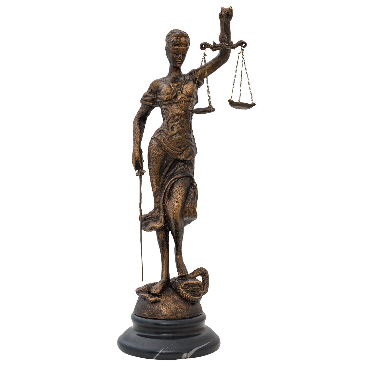 Aubaho Dekofigur Skulptur Justitia mit Waage Figur Statue Eisen Stein Antik-Stil - 40cm