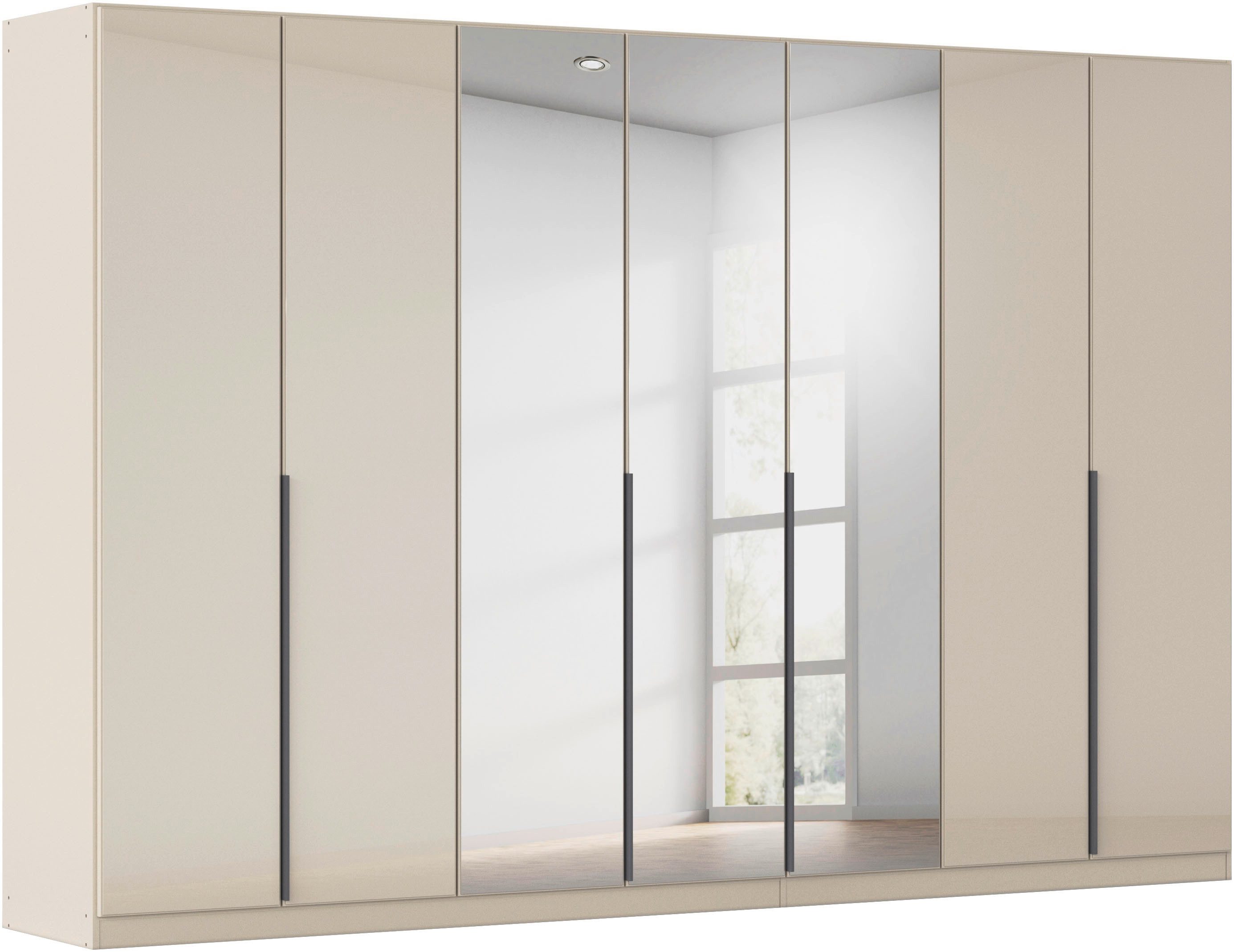 OTTO home Drehtürenschrank Kleiderschrank Schrank Garderobe AGORDO mit Glasfront und Spiegel (in zwei Griff-Farben, Breiten 91-405 cm) durchdachte Innenausstattung, in 8 Breiten und 2 Höhen MADE IN GERMANY