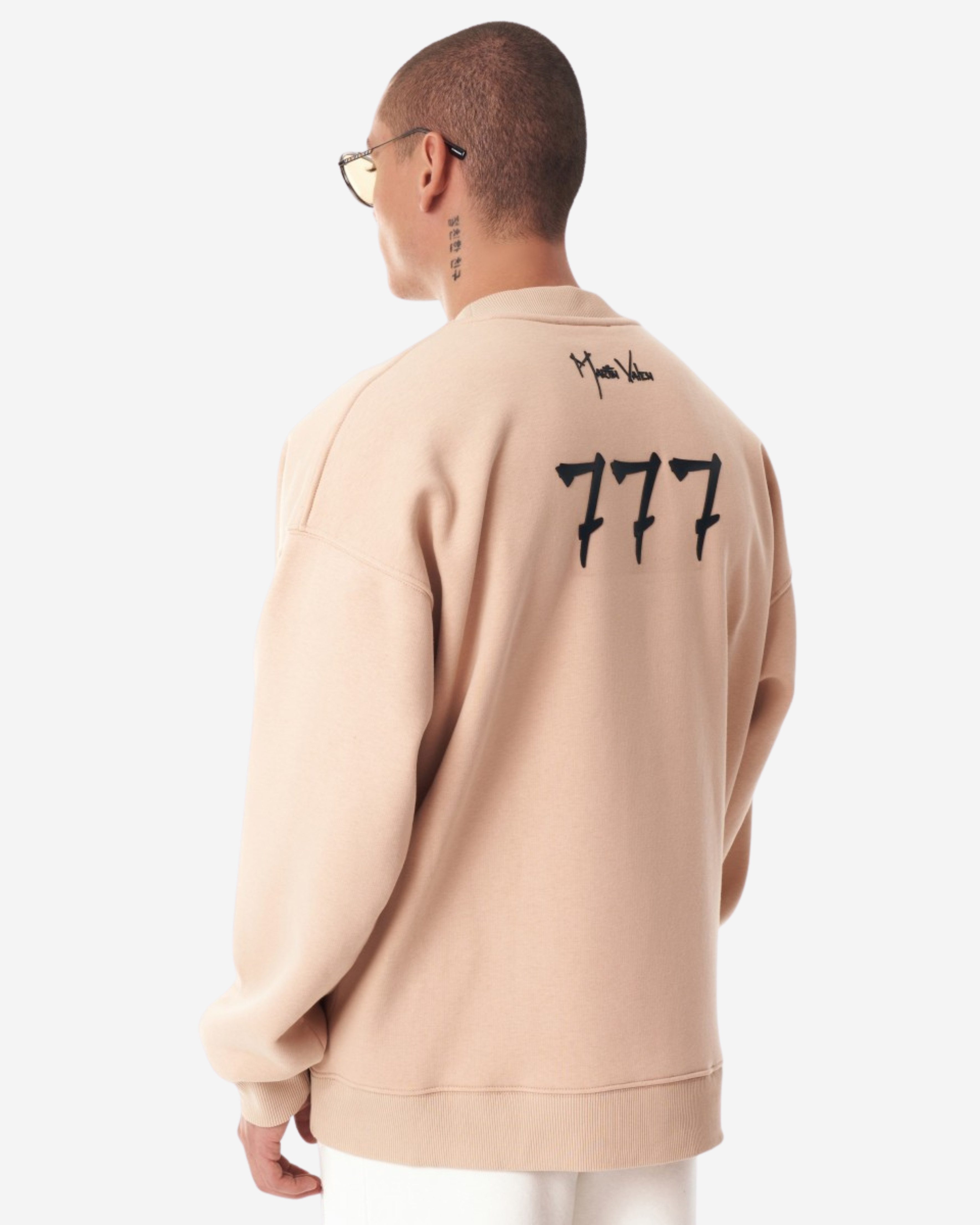 Martin Valen Kapuzenpullover Designer Beige 3D Gummi Bedruckter Oversized Sweatshirt