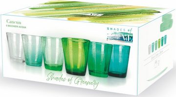 Villa d'Este Gläser-Set Cancun Greenery, Glas, Wassergläser-Set, 6-teilig, Inhalt 330 ml