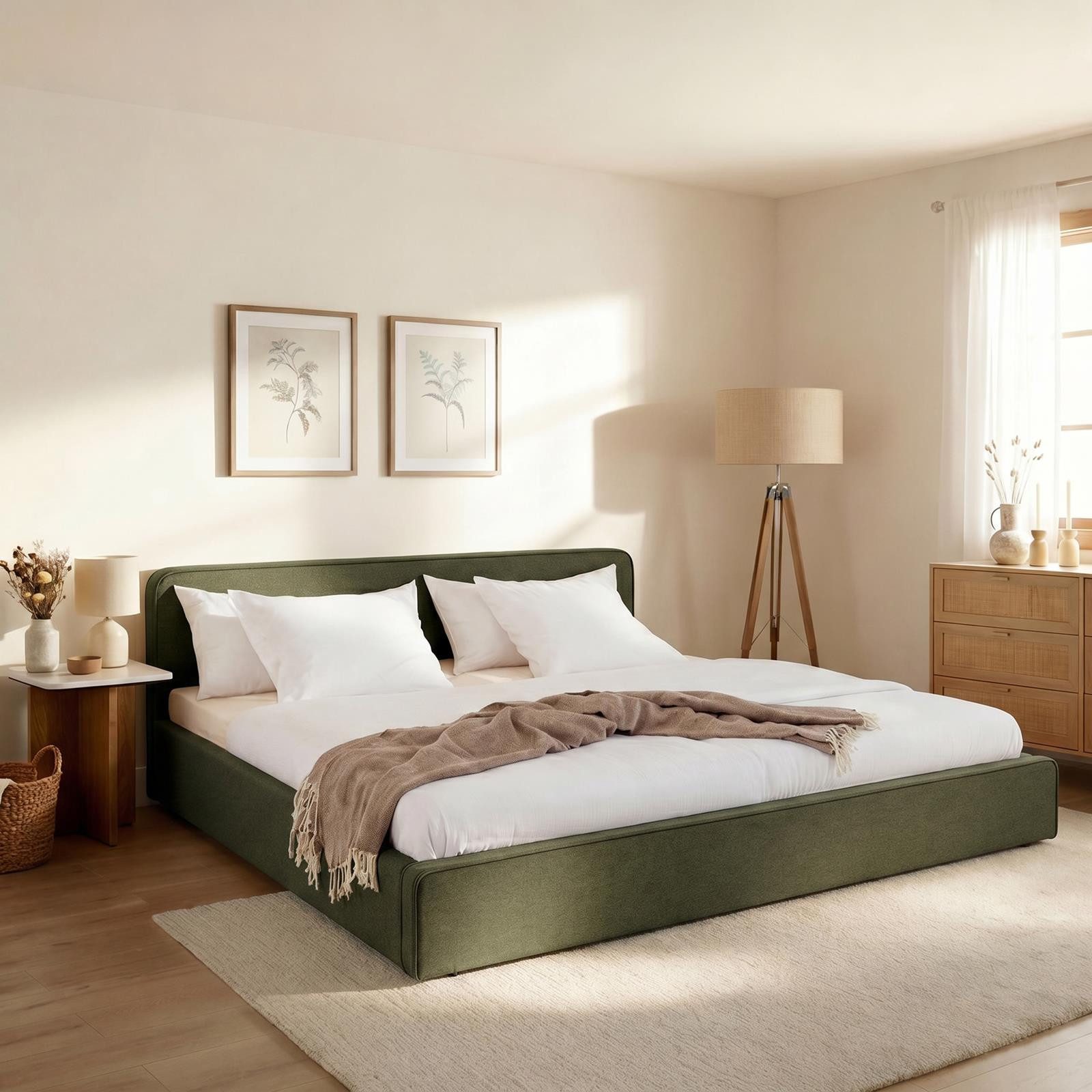 IDIMEX Polsterbett LATINI, Bett 160x200 cm mit Kopfteil höhenverstellbar und Lattenrost Grün