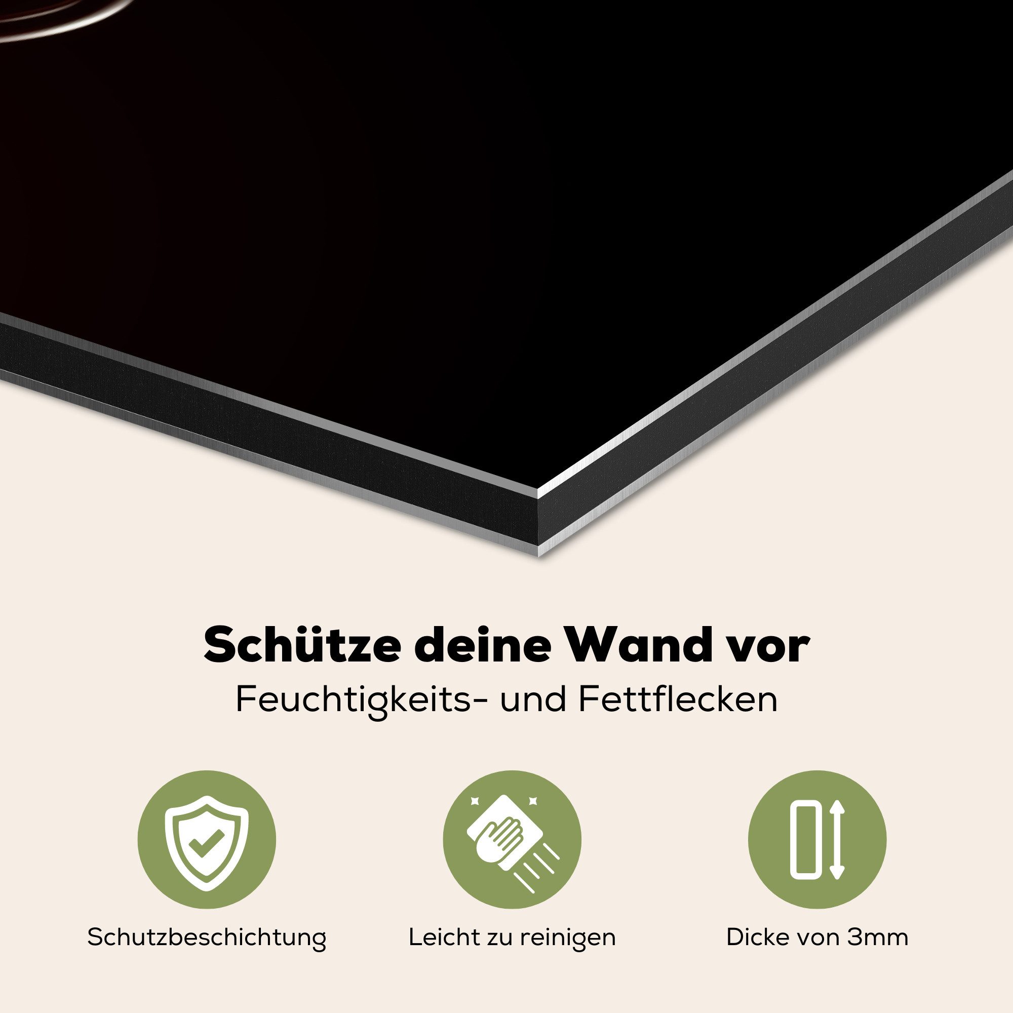 KitchenYeah Küchenrückwand Tasse - Tee - Schwarz - Weiß, (1-tlg), Spritzschutz Küchenrückwand, Wandschutz, 60x30 cm