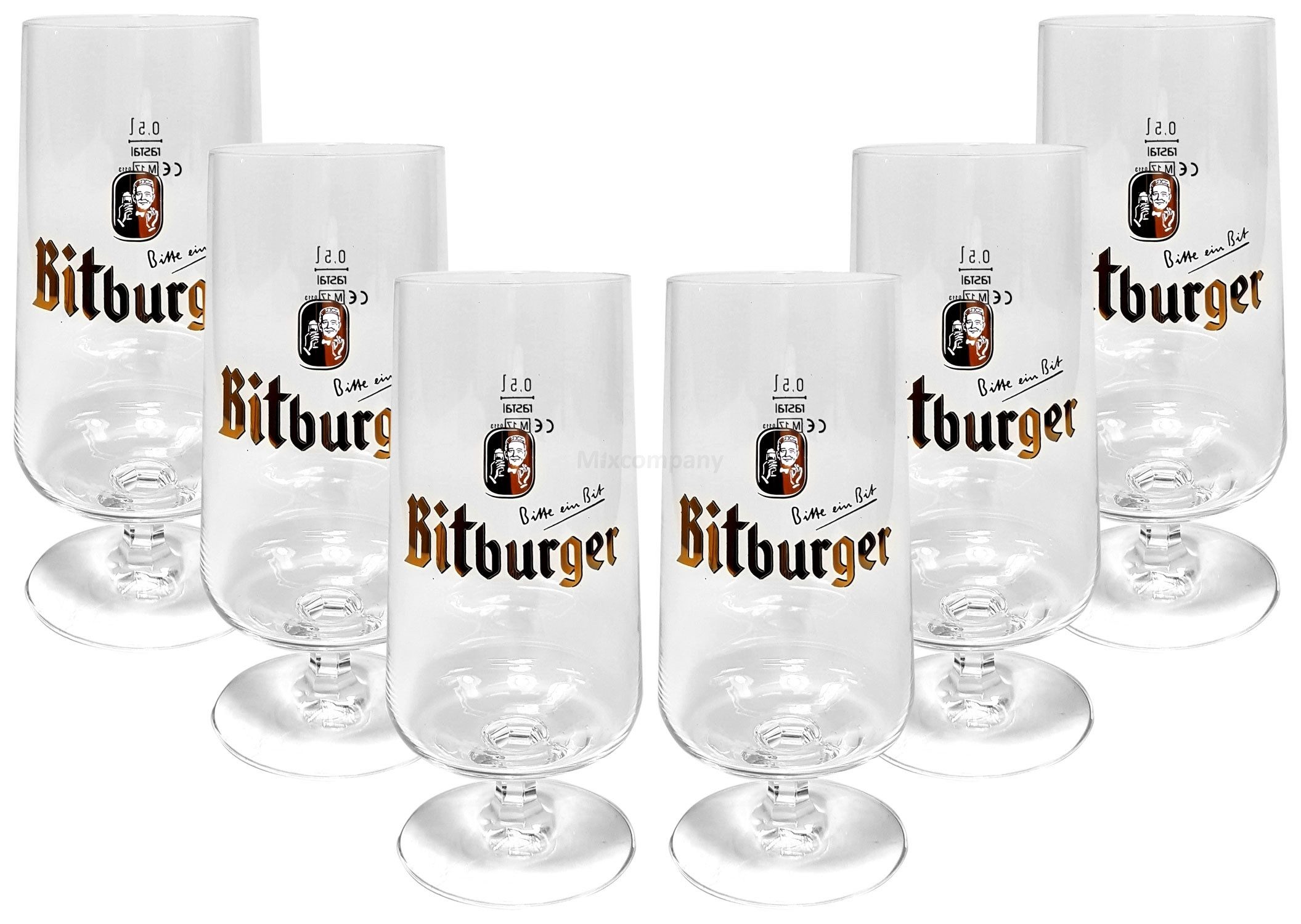 Bitburger Gläser-Set Bitburger Kelch Tulpen Glas Gläser-Set - 6x Biertulpen 0,5l geeicht