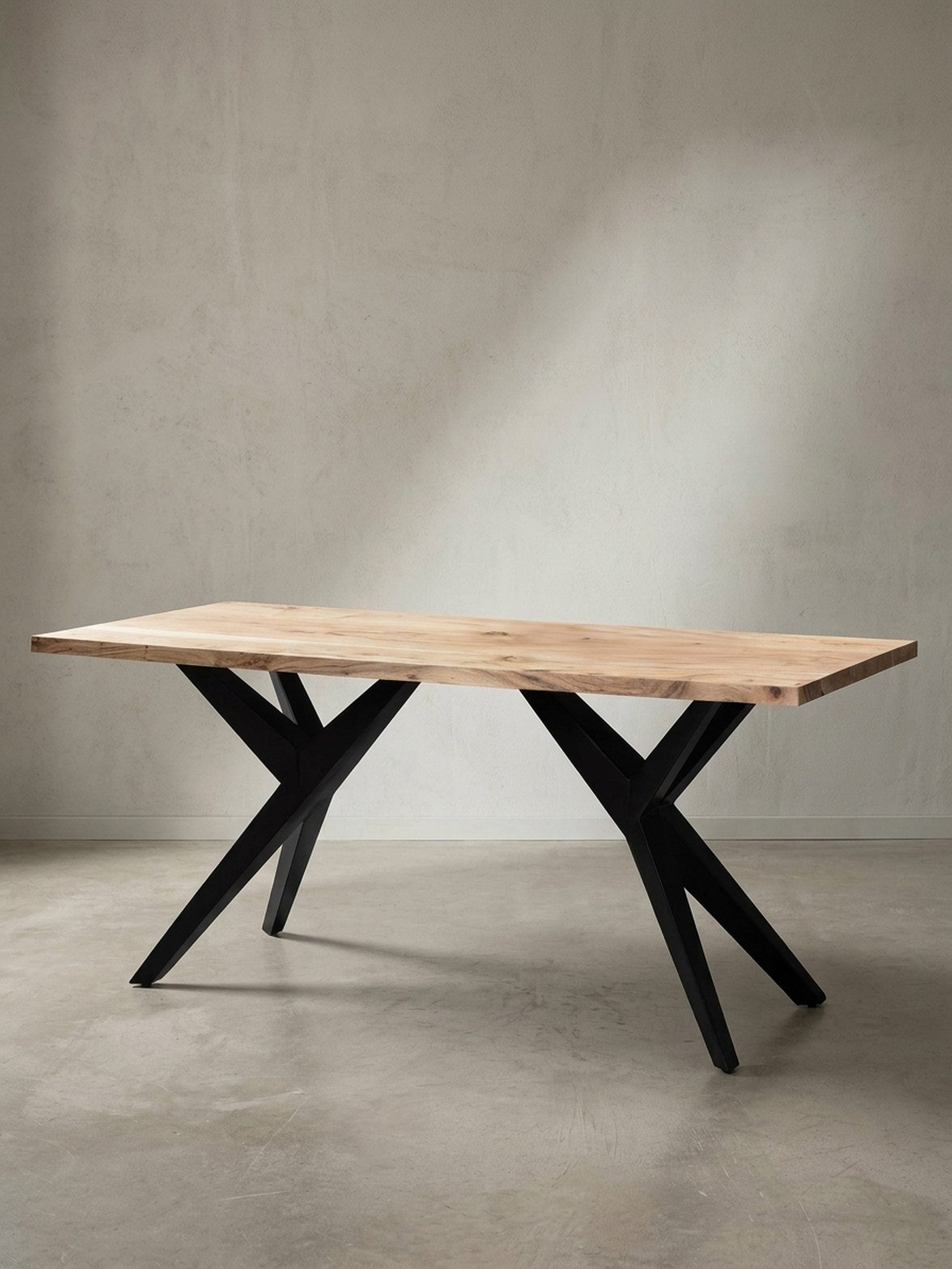 KADIMA DESIGN Esstisch Esszimmertisch 200x100x76 cm Akazie Massivholz Metall Esstisch (Speisetisch Esszimmer Rechteckig), Loft-Style, Küchentisch mit Metallbeinen, Holztisch Industrial Groß