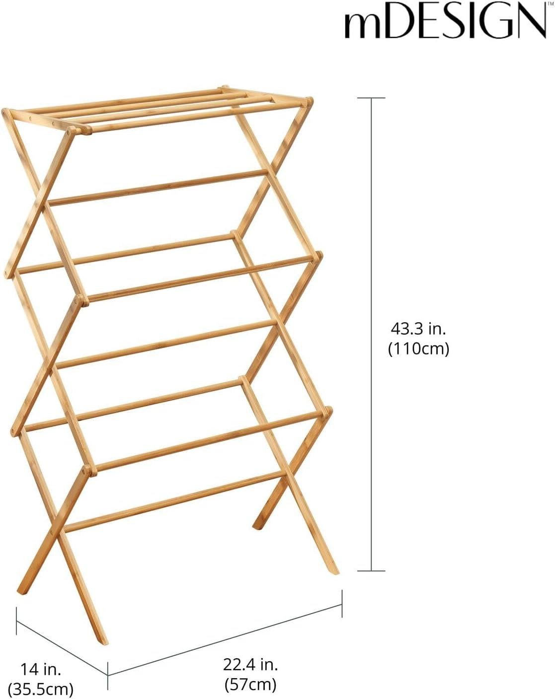 mDesign Badaccessoire-Set Wäscheständer Bambus 3 Ebenen Turmtrockner naturf günstig online kaufen