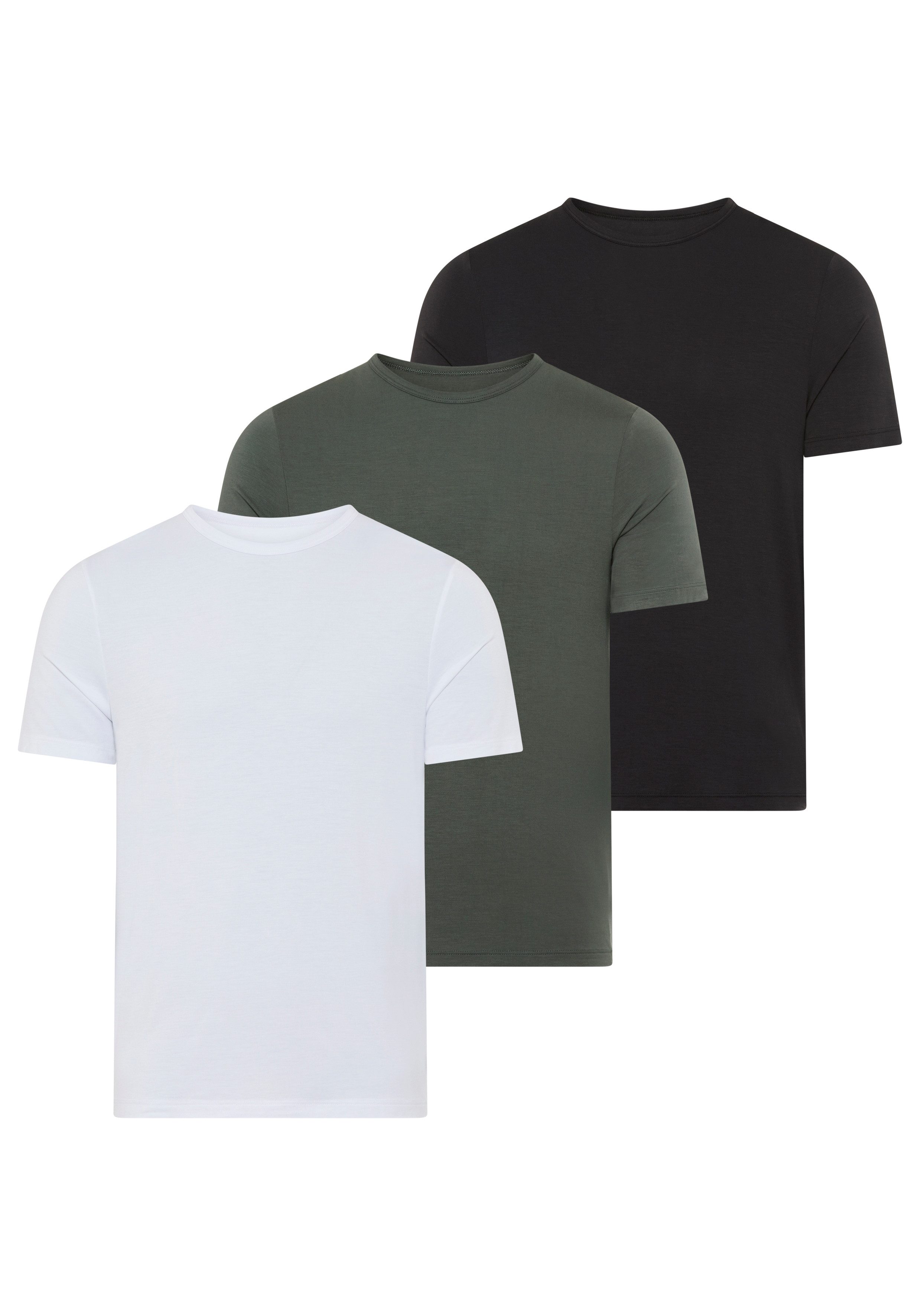 BOSS T-Shirt TShirt RN 3P Natura (3-tlg) einfarbiges T-Shirt mit Markenlabel