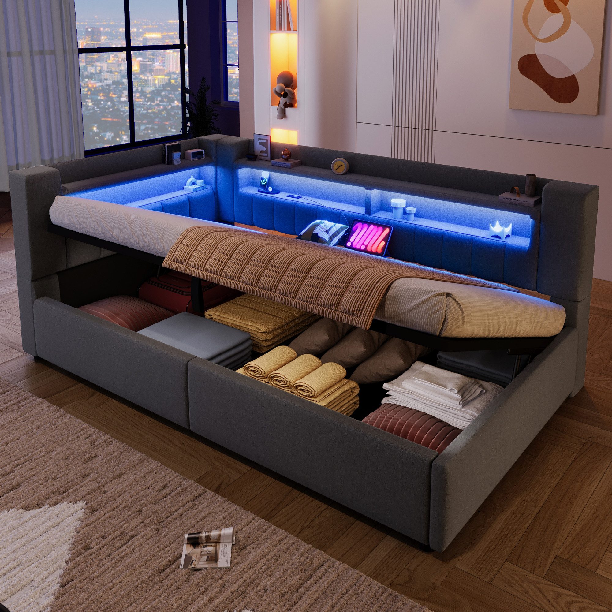 Merax Daybett 90x200cm mit LED-Beleuchtung und USB&Typ-C Ladefunktion (Juge günstig online kaufen