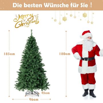 COSTWAY Künstlicher Weihnachtsbaum, mit 666 PVC Spitzen & 260 farbigen LEDs