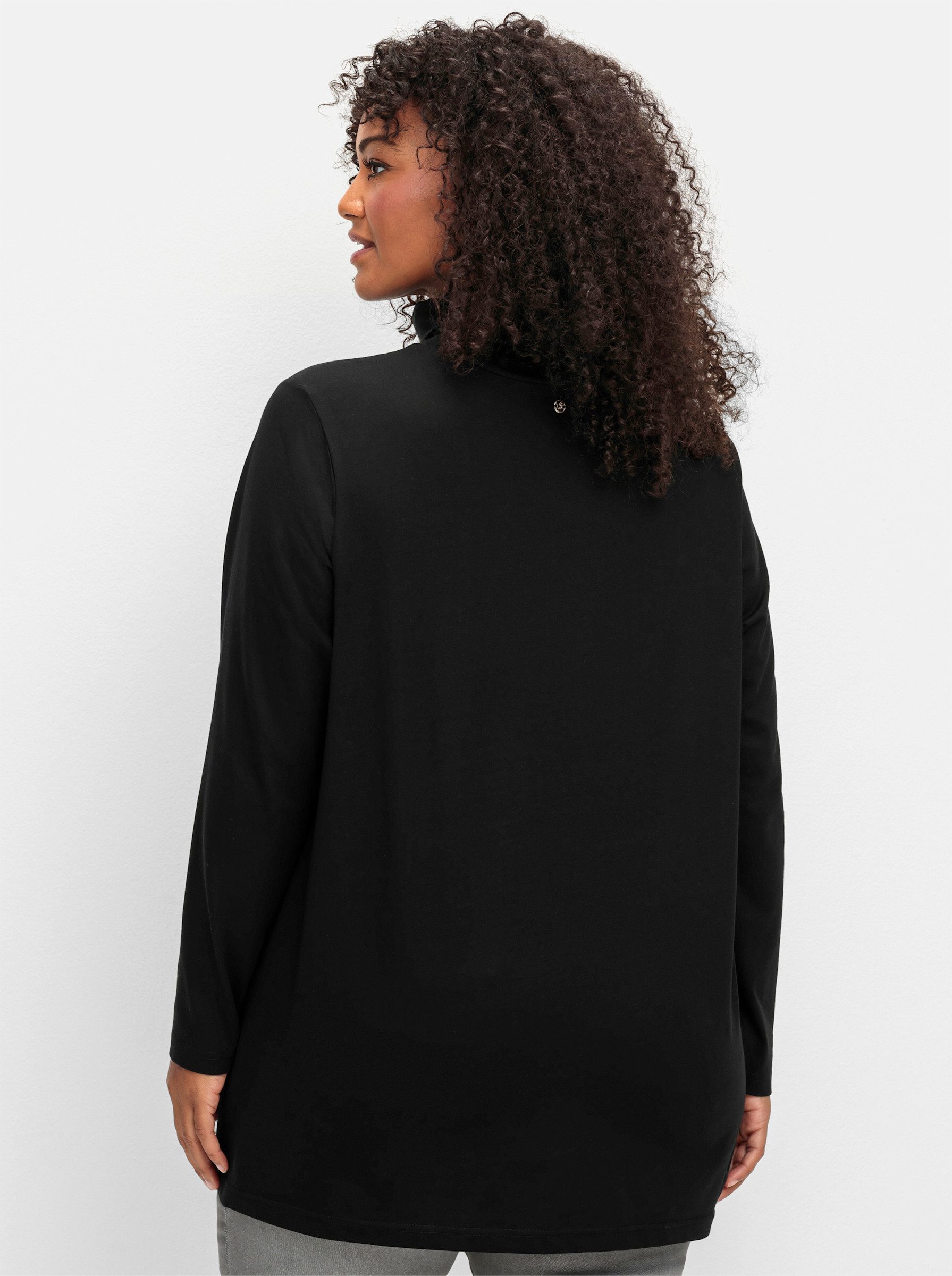 Sheego T-Shirt Rollkragenshirt Langarm in leichter A-Linie – Bild 3 von 5