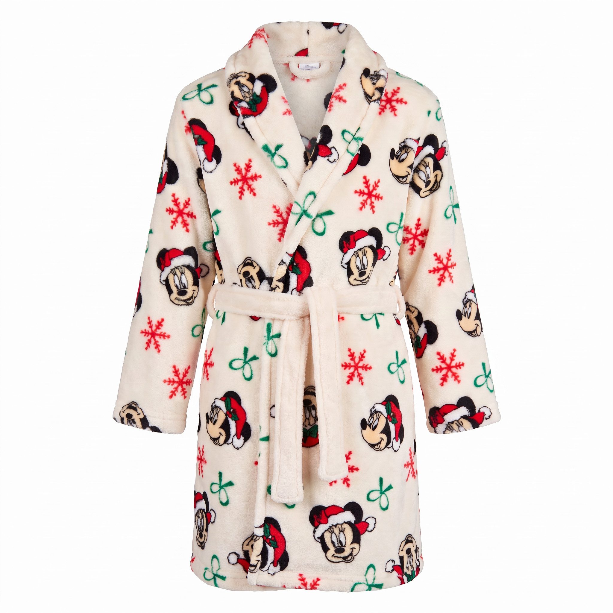 Disney Kinderbademantel Disney Mickey Maus X-Mas Kinder Mädchen Coral Bademantel mit Kapuze, Kapuze, Gürtel, Gr. 98 bis 128