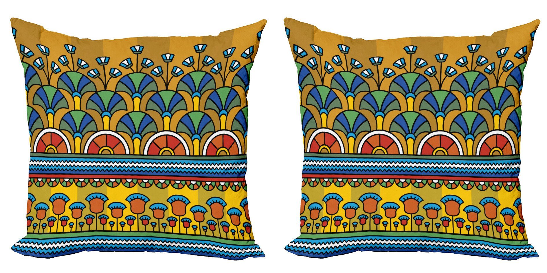 Kissenbezüge Modern Accent Doppelseitiger Digitaldruck, Abakuhaus (2 Stück), Ägyptisch Bunte Ornament