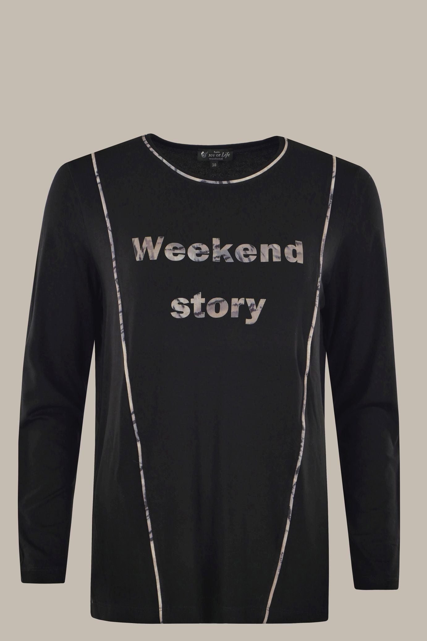 Hajo Blusenshirt Damen Shirt mit Paspel Wording "JOY OF Life Weekend"
