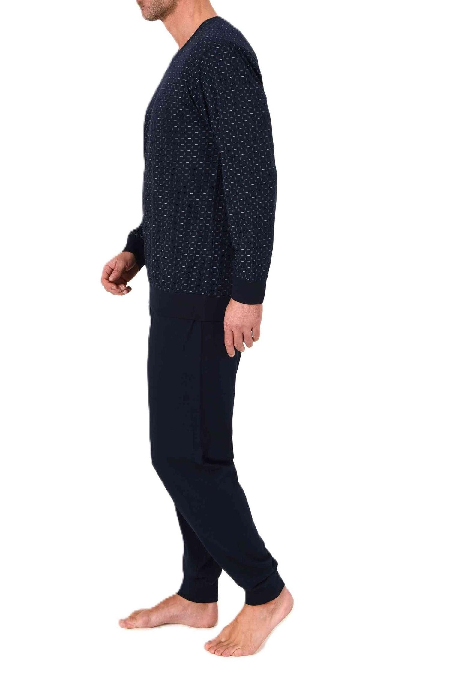 Normann Pyjama Normann Herren Schlafanzug lang mit Bündchen in Minimal Prin günstig online kaufen