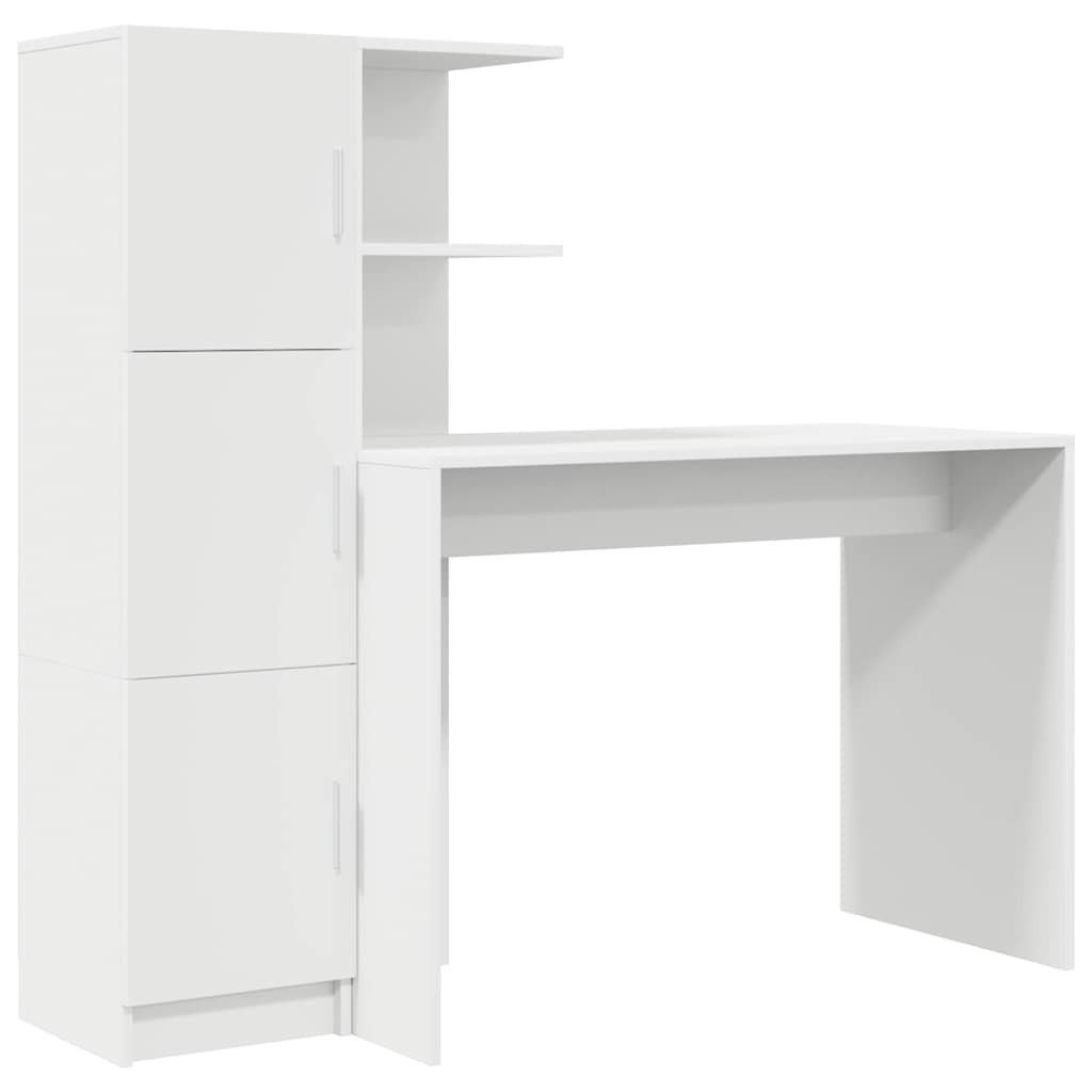 vidaXL Sideboard Schreibtisch mit Stauraum mit Regal 2 pcs Weiß Holzwerksto günstig online kaufen