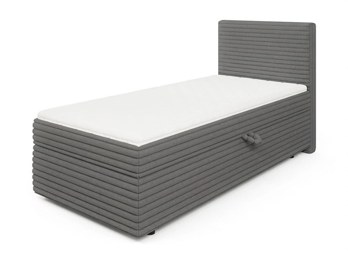 Xlmoebel Boxspringbett Graues Bett 90x200 mit Stauraum, Matratze und weichem Kopfteil (1-St., 1-tlg), Weiches Kopfteil, Stauraum