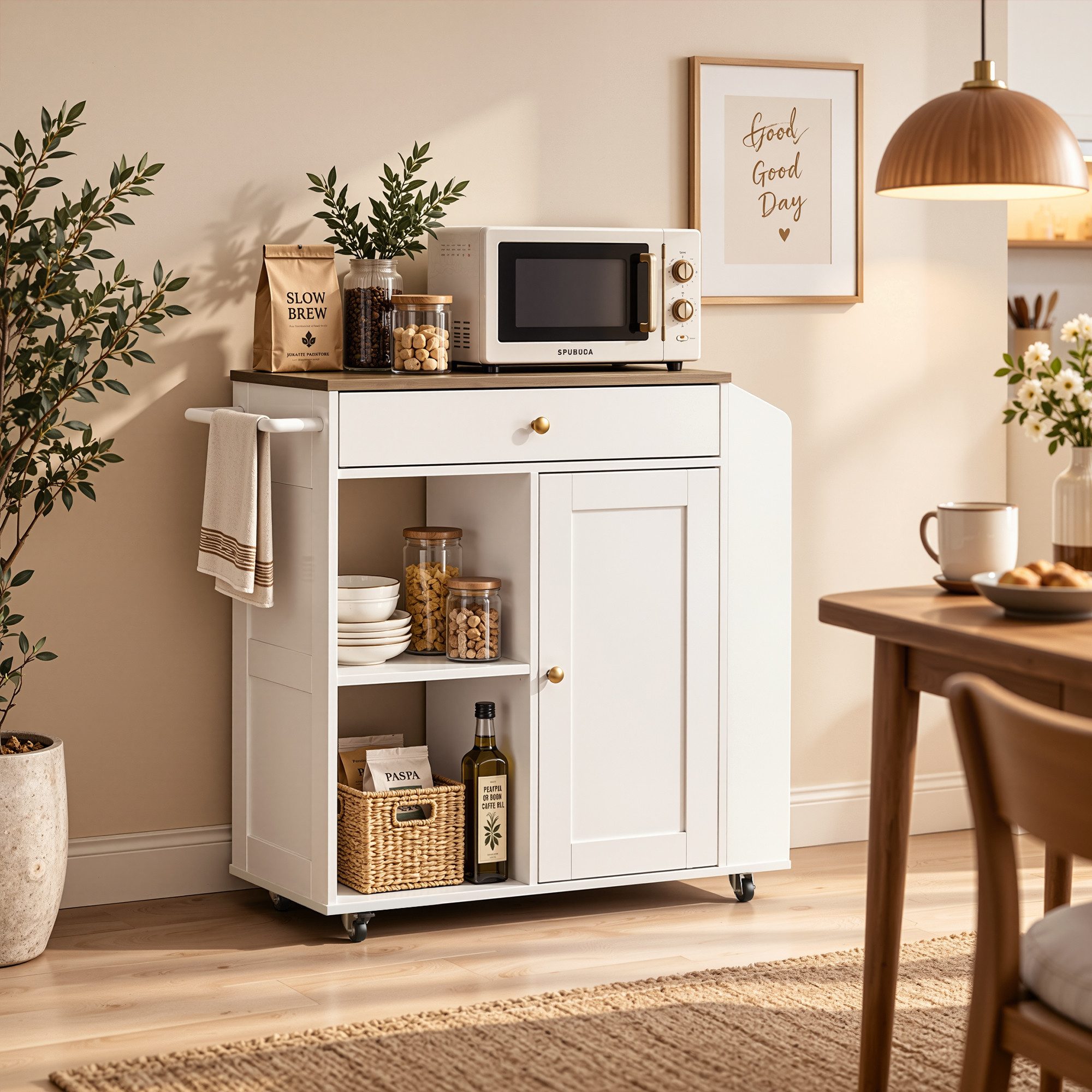 OYRREU Kücheninsel Arbeitsplatte, Küchenmöbel auf Rädern, offene Fächer, OTTO’S CHOICE, (Küchenwagen 1-St. Ordnungswagen, Rollschrank universell einsetzbar), mobiles Servier- & Zubereitungsmöbel