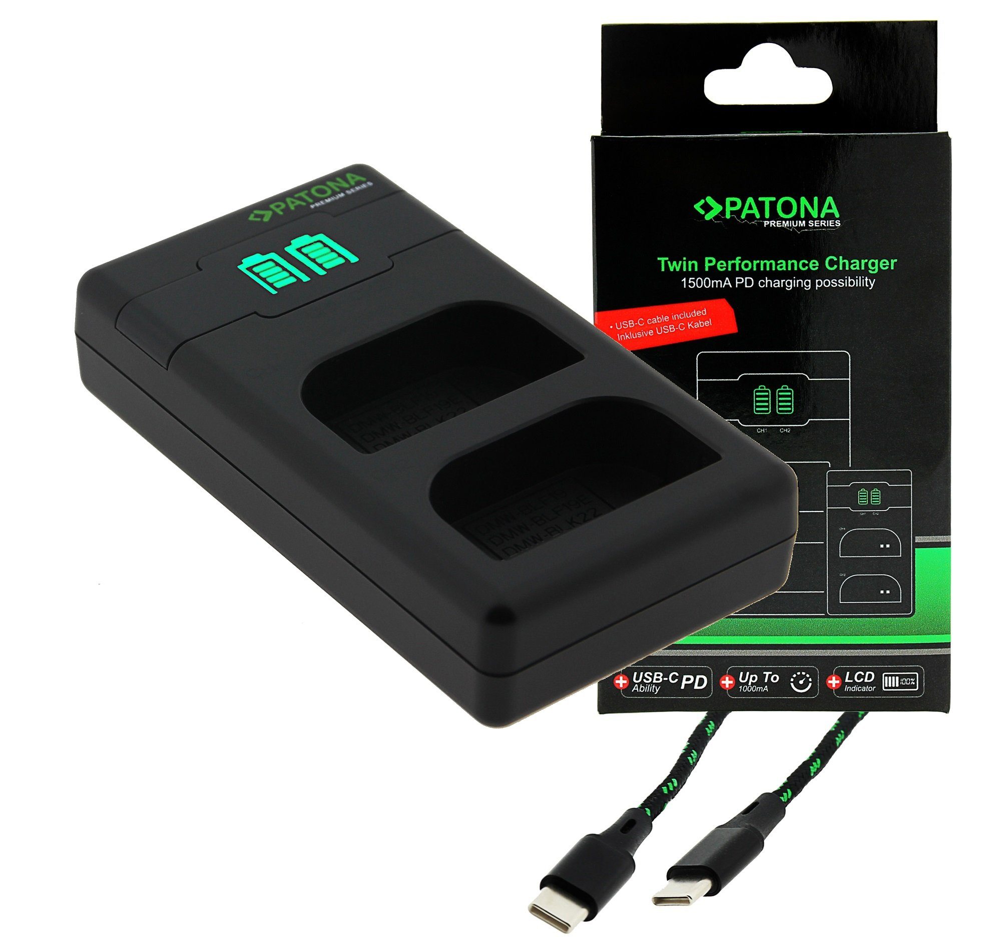 Patona Olympus OM-1 PD Schnell-Ladegerät USB-C Kamera-Ladegerät (inklusive Nylon USB-C Kabel)