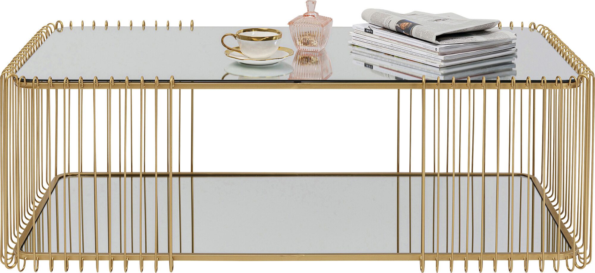 Kare Design Couchtisch Wire Double, mit 2 Ablagen