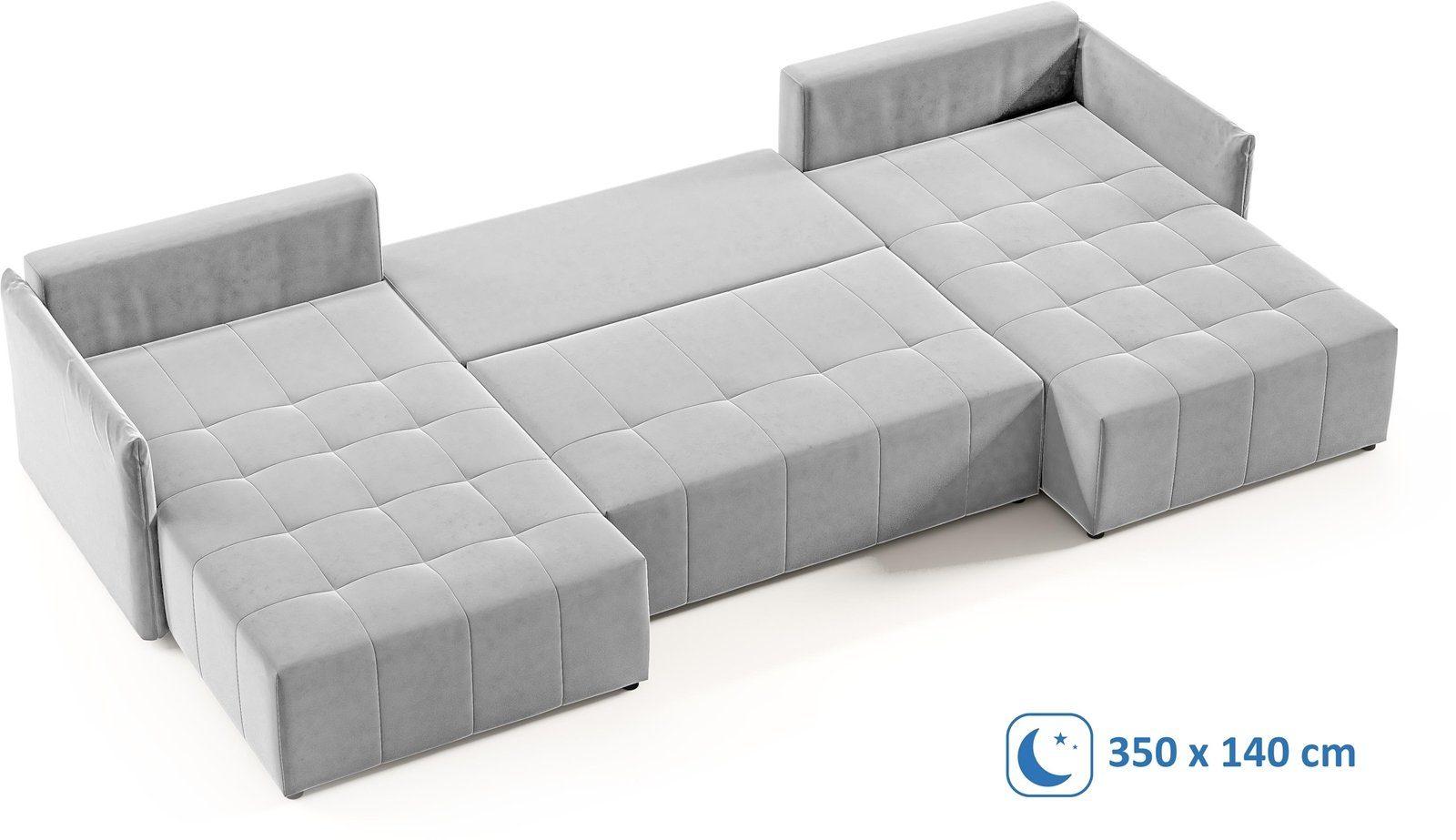 Schlaffunktion Ecksofa Beautysofa Bettkasten Ben Schlaffsofa U Ecksofa und mit Velour hellgrau