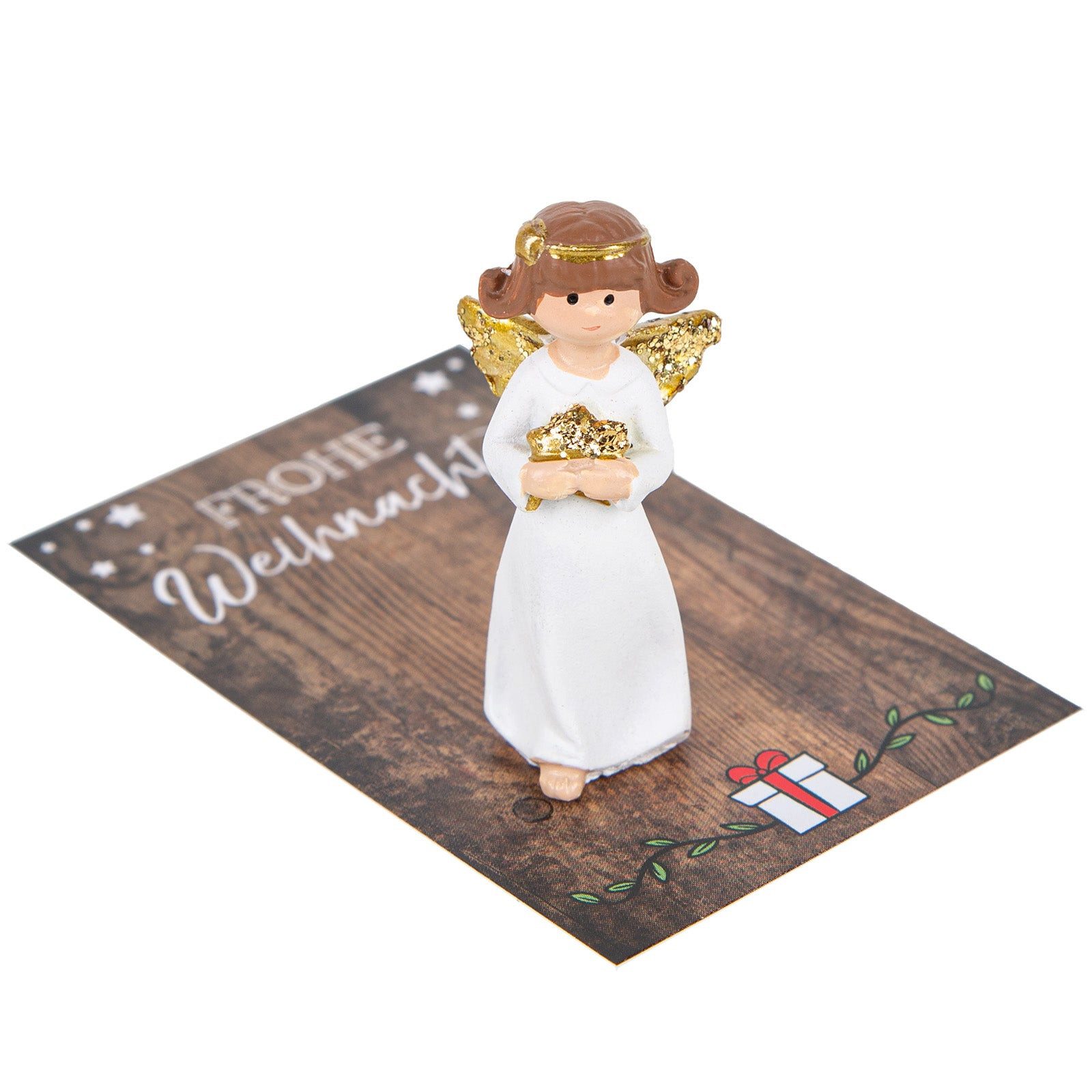 Logbuch-Verlag Dekofigur 4 kleine Geschenke zu Weihnachten Schutzengel mit Weihnachtskarte