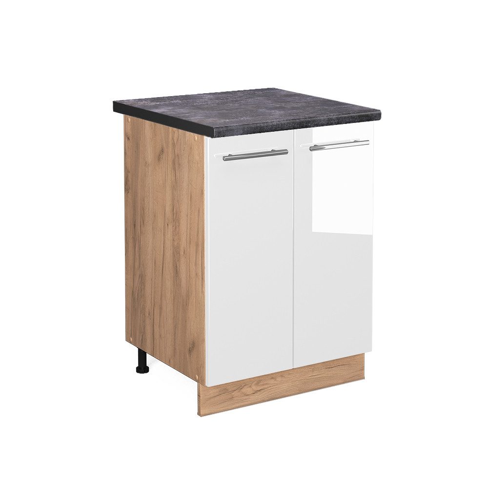 Vicco Unterschrank Fame-Line, Weiß Hochglanz/Goldkraft Eiche, günstig online kaufen