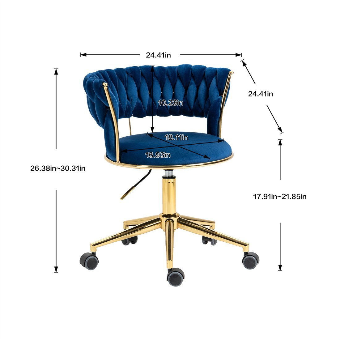 Drehstuhl Home Chair,Kosmetikstuhl,Verstellbarer DÖRÖY Computerstuhl,blau Office