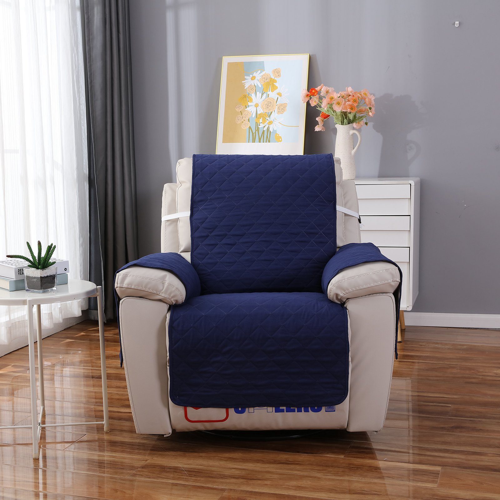 Rosnek, elastischem Sessel, Möbelschutzbezug Einzelsitz für Band, mit Haustier-Matte Marineblau Sesselhusse