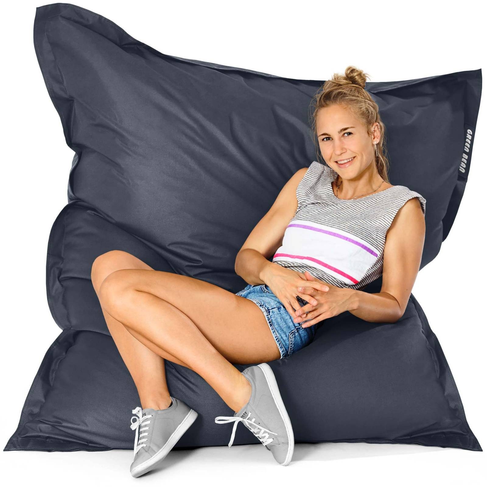 Green Bean Sitzsack XXL Riesen-Sitzsack Square 140x180cm (Riesensitzsack), 140x180cm Kinder & Erwachsene Bean Bag EPS Perlen Füllung