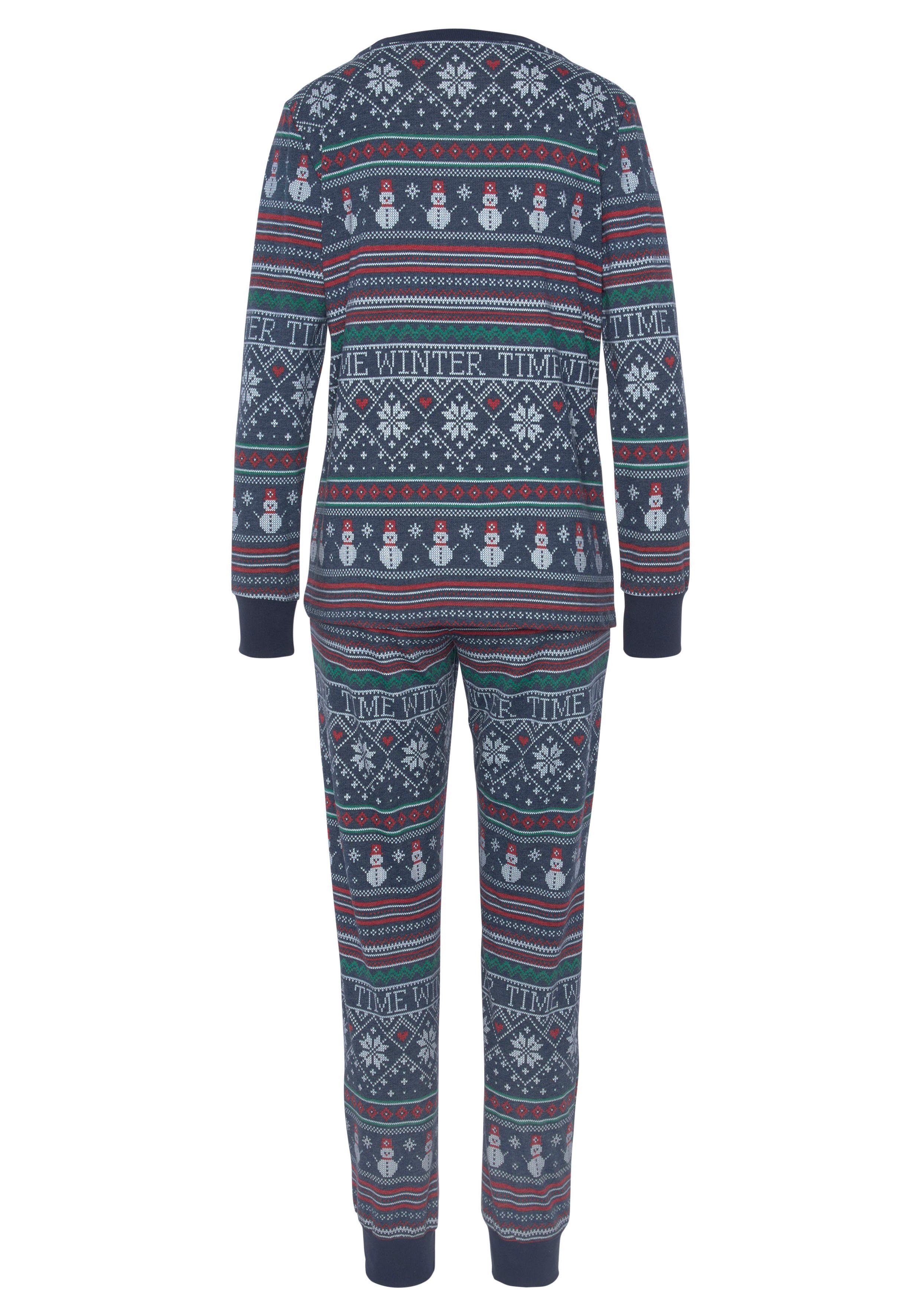 LASCANA Pyjama (Set, 2 tlg) mit winterlichem Druck