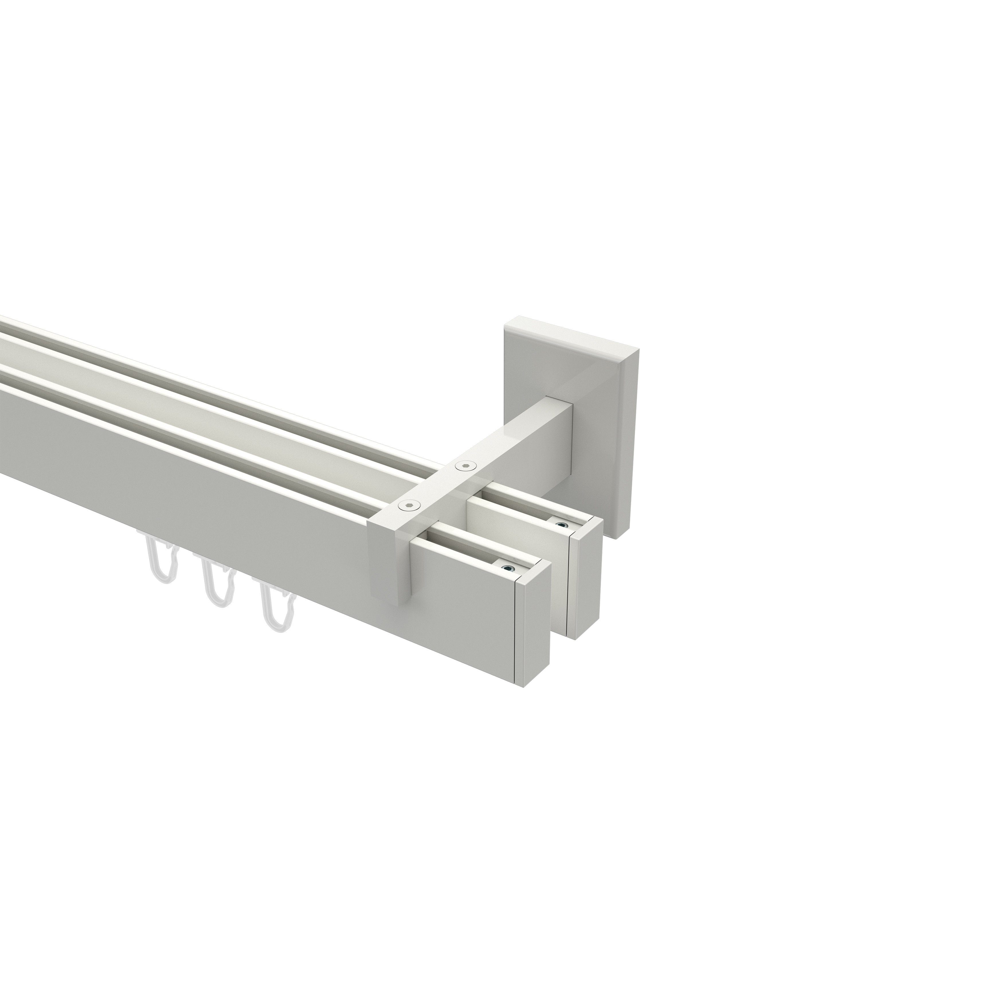 Gardinenstange Smartline Paxo, INTERDECO, 2-läufig, 14x35 mm, eckig, Wandmontage, Weiß