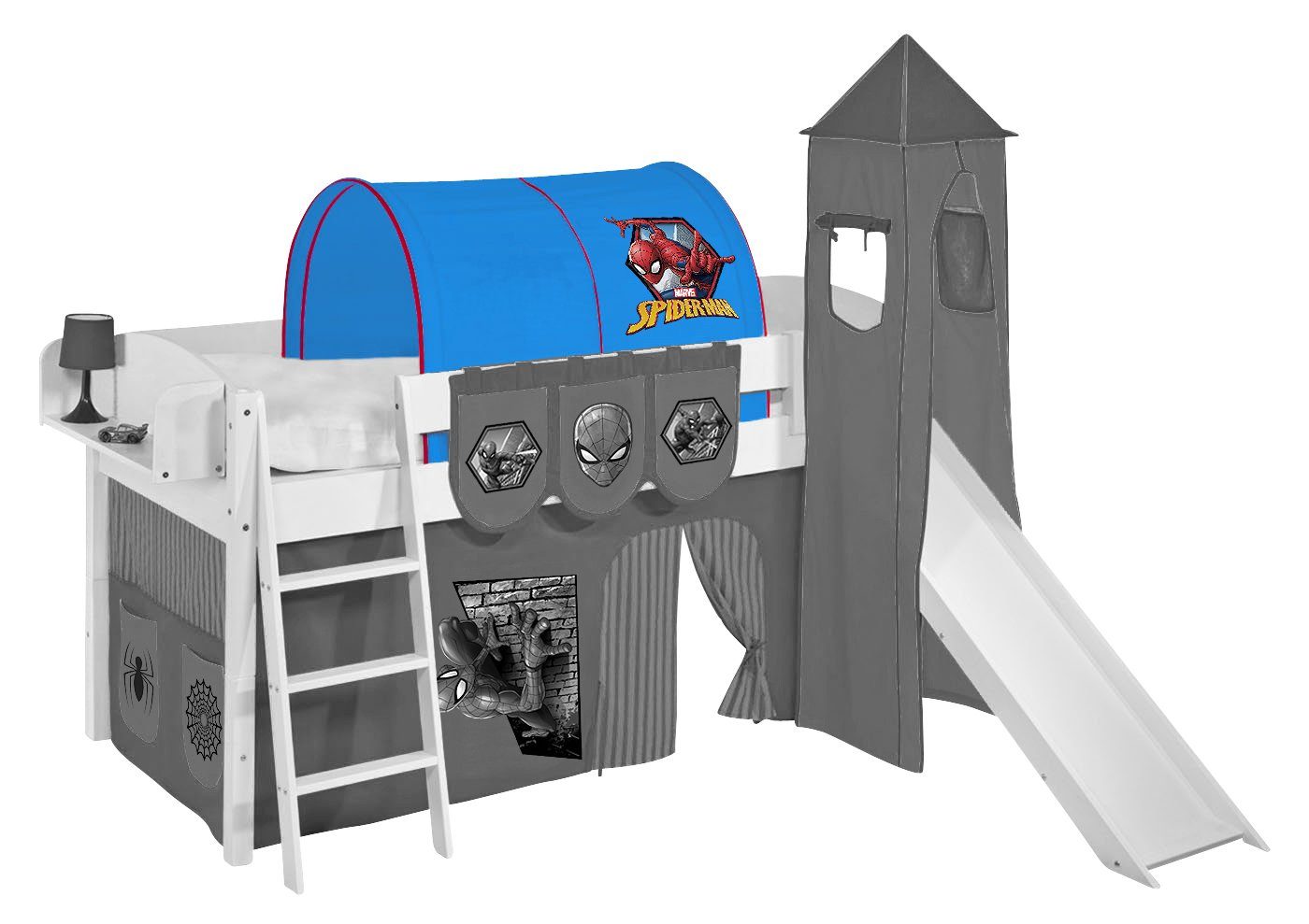 Lilokids Туннель для кровати Tunnel Spiderman - für Hochbett, Spielbett und Etagenbett, Blau Rot mit Motiv