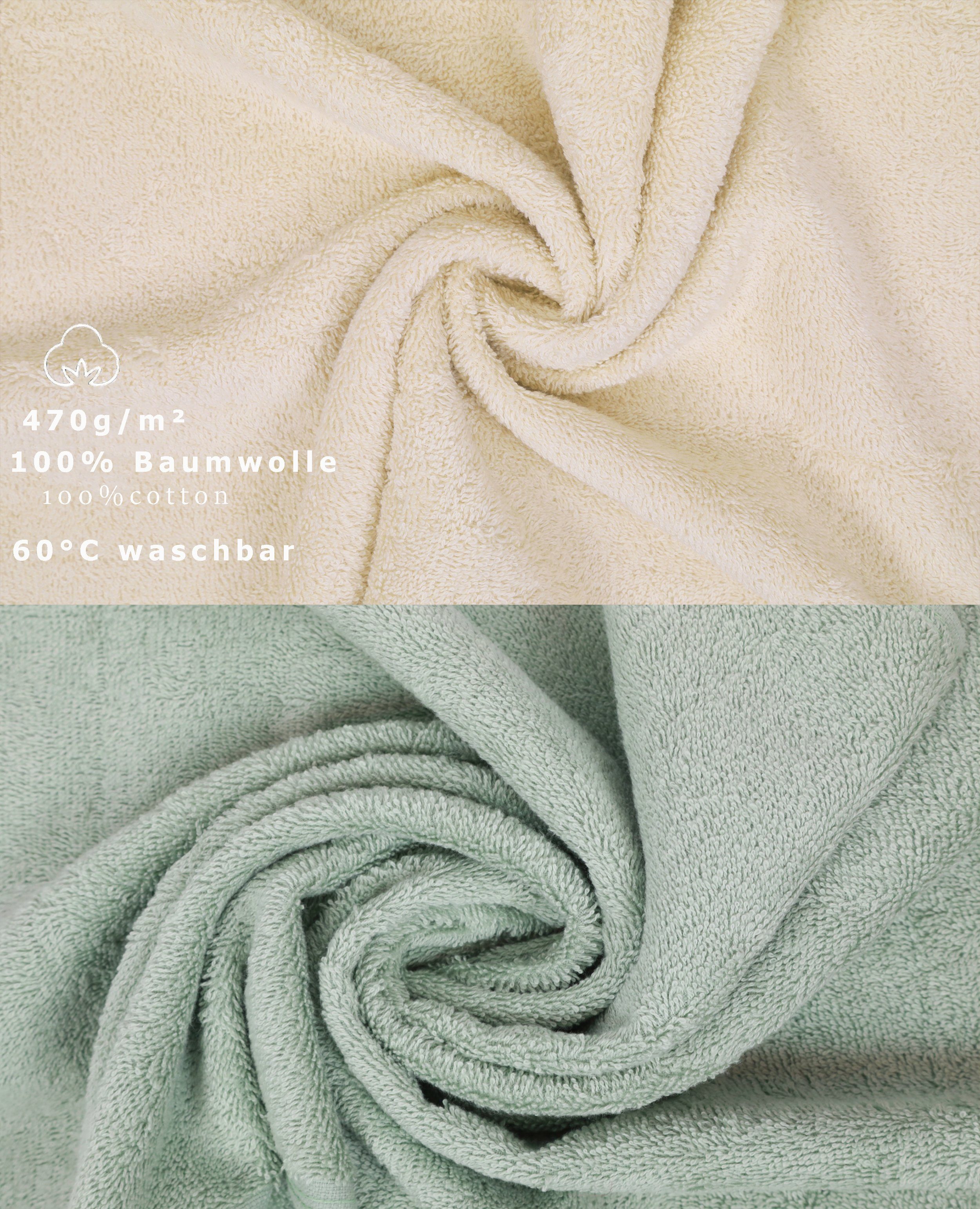 Betz Handtuch Set 12-tlg. Handtuch 100% Premium Baumwolle, Sand/heugrün, Farbe (12-tlg) Set
