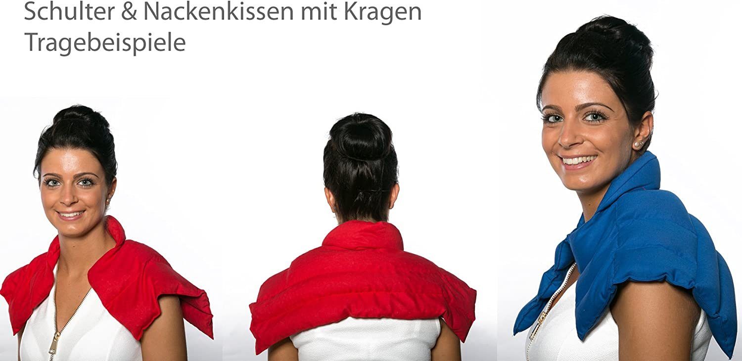 Nackenkissen enzianblau Kragen Alternative Nackenhörnchen den zum Bio-Stoff Nackenkissen Wärme Schulter Gute - Leinsamenkissen Nacken für Bio-Stoff Giraffenland - Baumwolle - Eine & mit