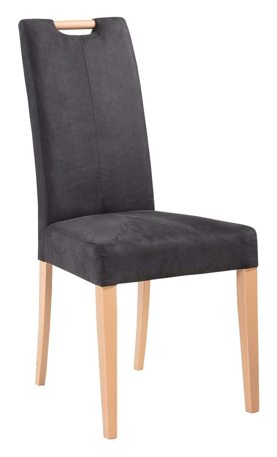 Polsterstuhl SAVONA, Grau, Braun, Mikrofaserbezug, Holzgestell, (1 St), Griff am Rücken
