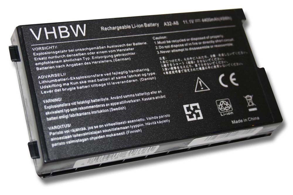 vhbw passend für Asus A8Sr, A8Tm, F50sl, F50gx, F50z, F50sv, Laptop-Akku A8Tc, F50, 4400 mAh