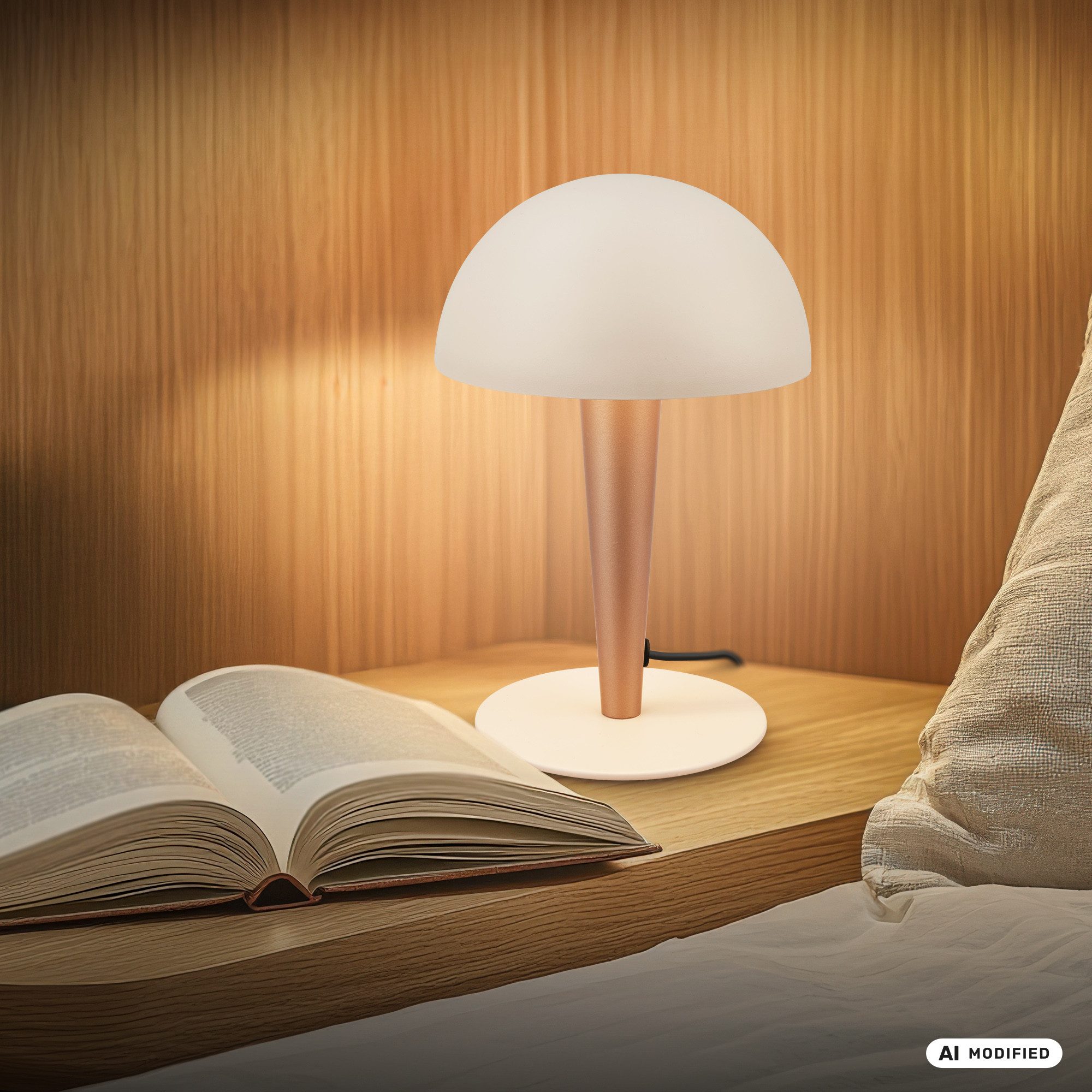 Briloner Leuchten LED Tischleuchte Tischlampe E14 Kabelschalter Pilzleuchte Design, ohne Leuchtmittel, Abhängig vom Leuchtmittel, 15x22,5 cm, Schlafzimmer, Wohnzimmer, Büro