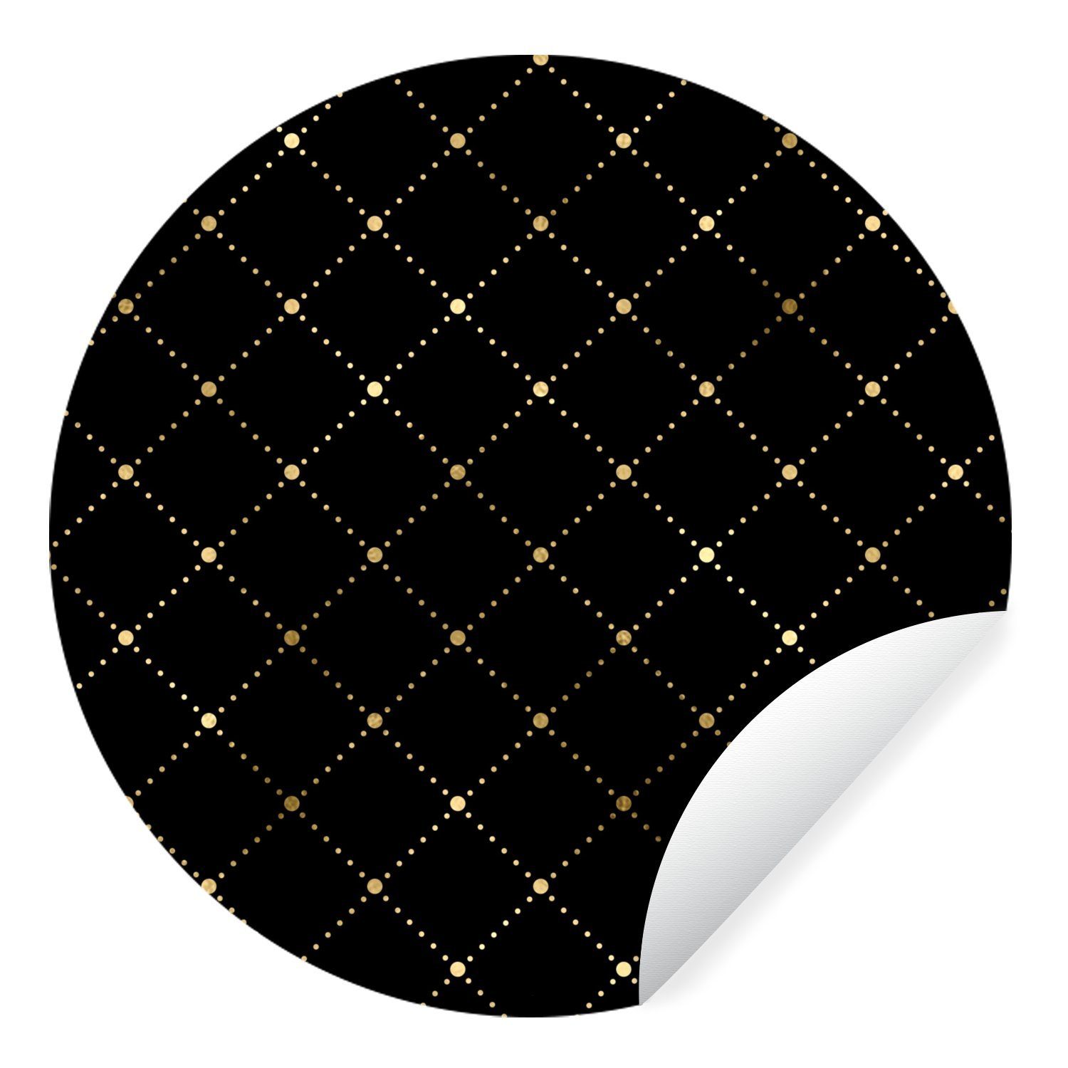 MuchoWow Wandsticker Polka dots - Gold - Schwarz (1 St), Tapetenkreis für Kinderzimmer, Tapetenaufkleber, Rund, Wohnzimmer