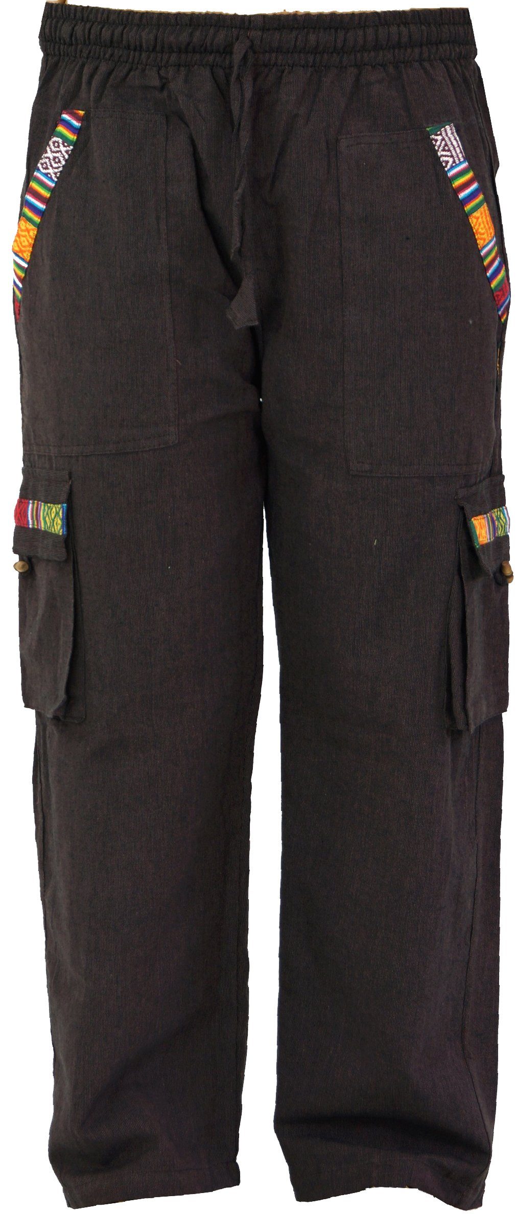Guru-Shop Relaxhose Yogahose, Goa Hose im Ethnostyle - schokobraun Hippie, Ethno Style, alternative Bekleidung