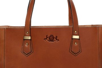 SID & VAIN Shopper Leder Umhängetasche Damen TRISH, Handtasche Echtleder für Damen, Schultertasche hellbraun-cognac