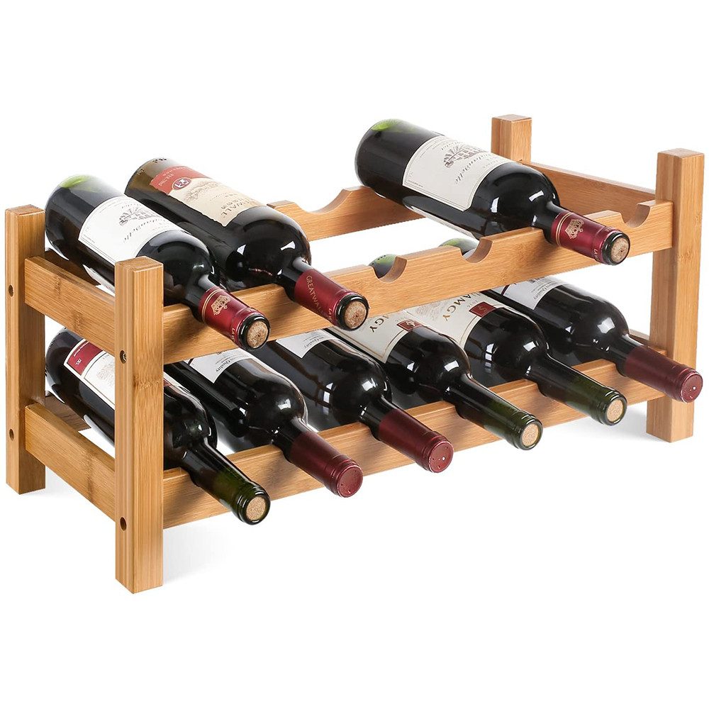Homfa Weinregal, aus Bambus für 12 Flaschen Flaschenregal 60 x 24 x 25cm günstig online kaufen