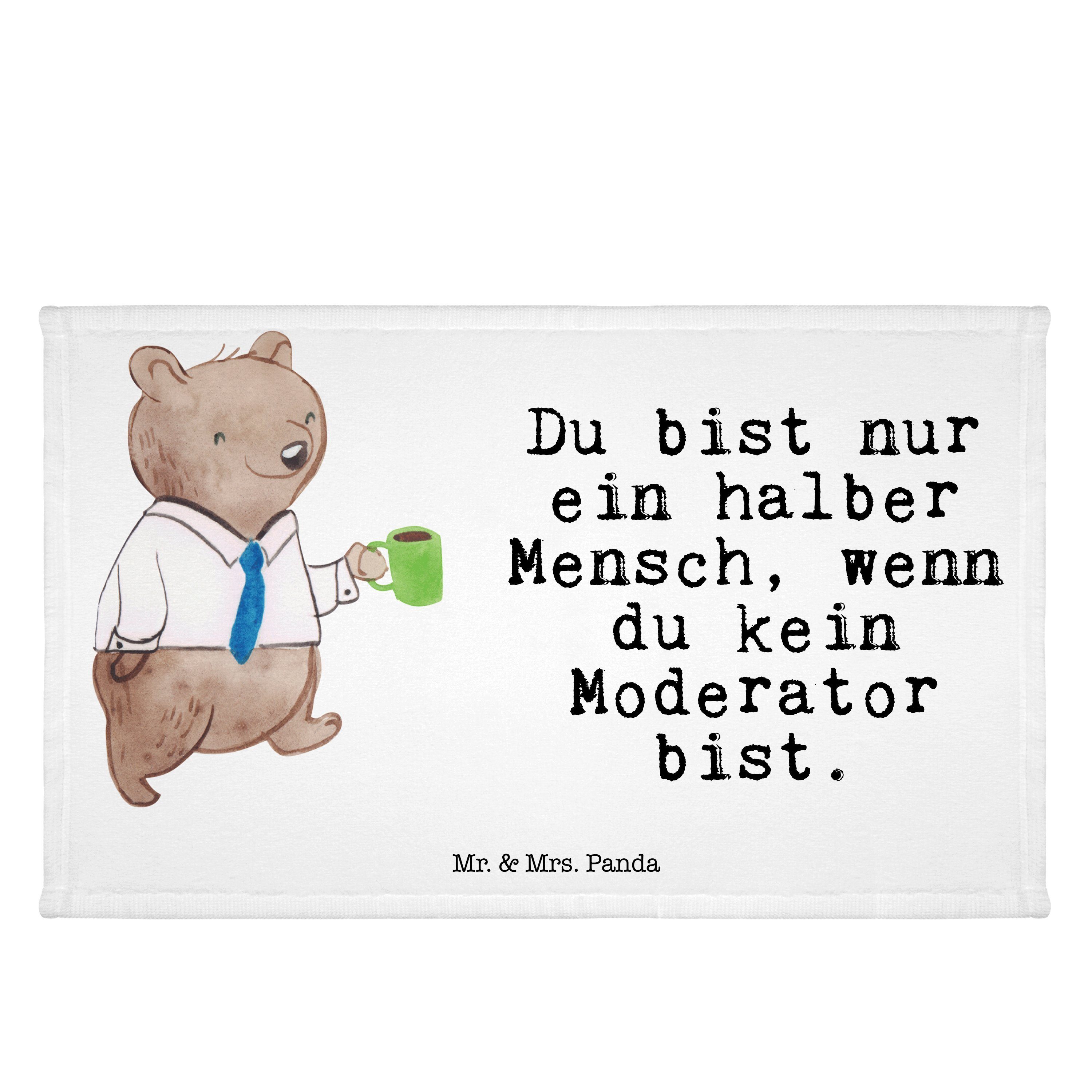 Mr. & Mrs. Panda Handtuch Moderator mit Herz - Weiß - Geschenk, Firma, Gästetuch, Kinder Handtu, (1-St)