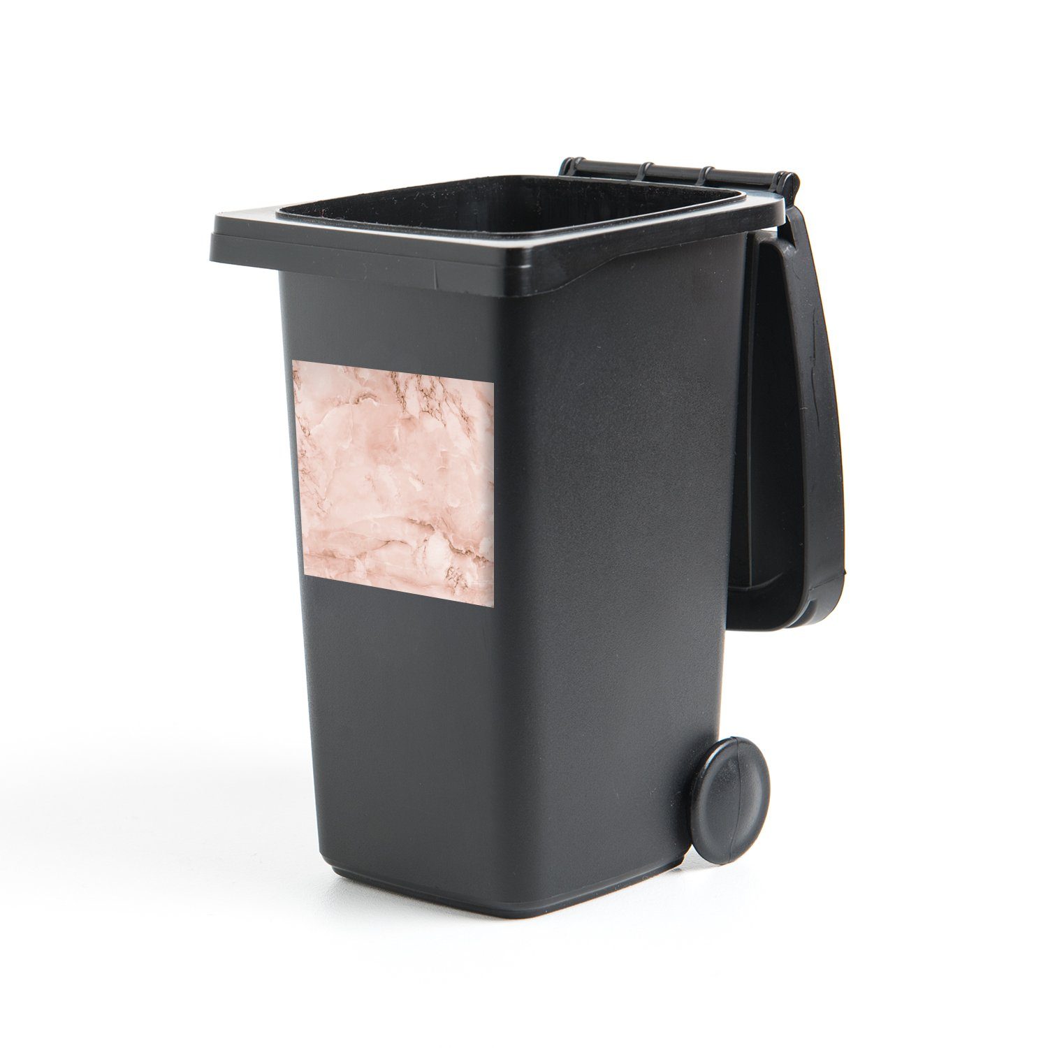 Marmor St), Sticker, Mülleimer-aufkleber, - Mülltonne, Steine - Wandsticker (1 MuchoWow Roségold Container, Textur - Abfalbehälter