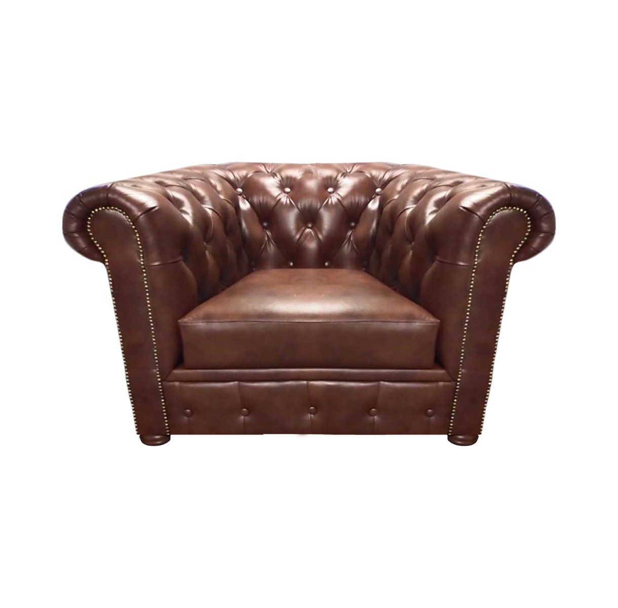JVmoebel Chesterfield-Sessel Designer Ledersessel in Braun mit edler Polsterung und Holzfüßen (Packung, 1-St., Sessel), Made in Europa