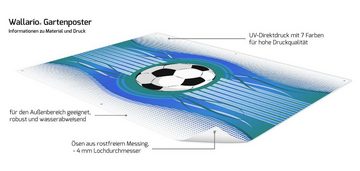 Wallario Sichtschutzzaunmatten Fußball - Blaue Wellen Muster Linien Punkte