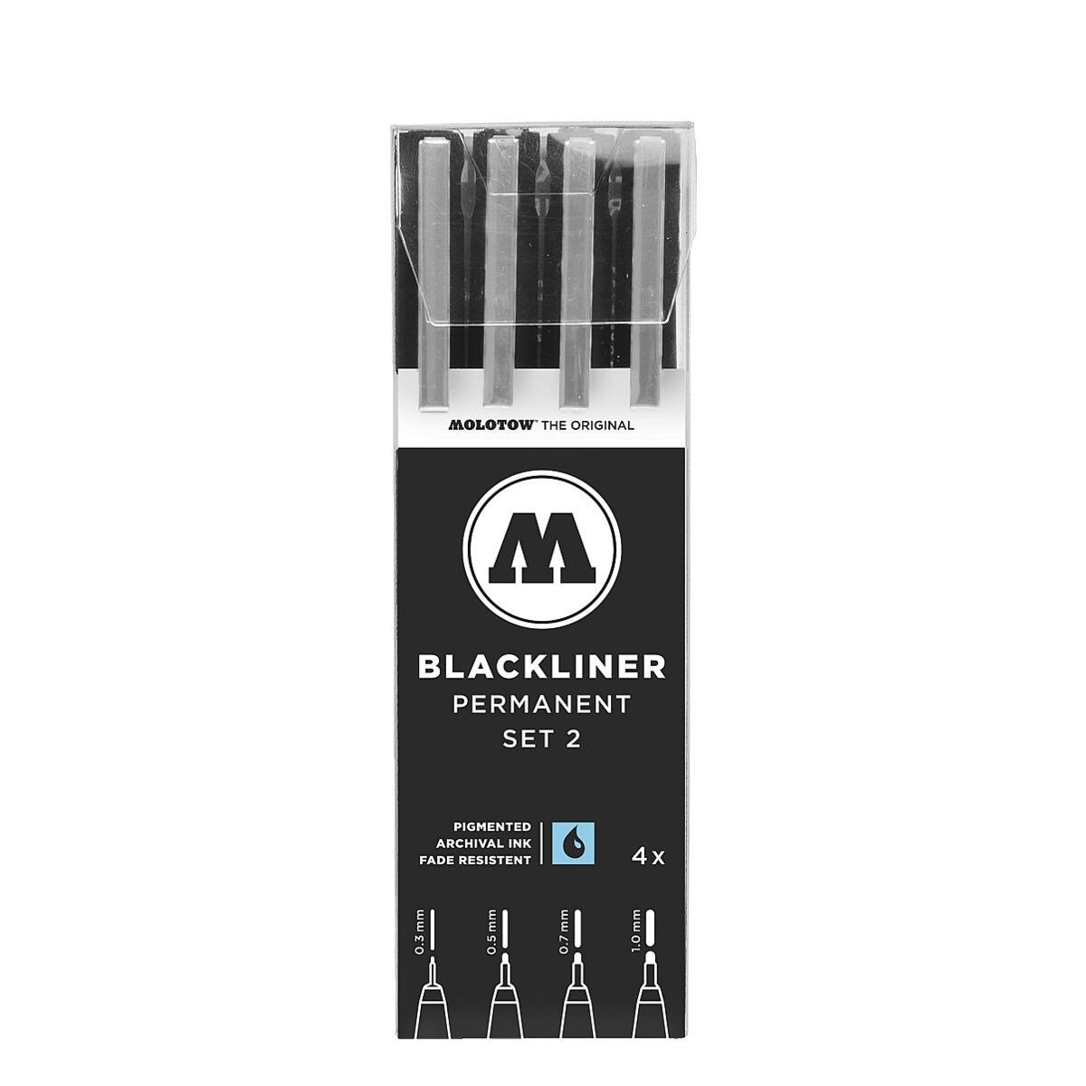 MOLOTOW Ручки Blackliner, (4-tlg), in 4 Strichstärken