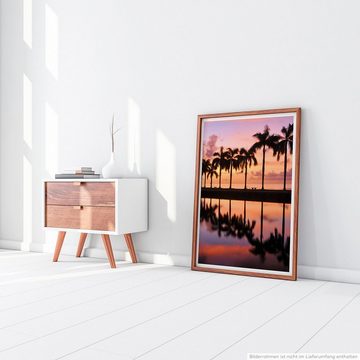 Sinus Art Poster 90x60cm Poster Palmenreihe beim Sonnenaufgang